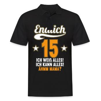 15 Jahre ich weiß kann alles Äh mama 15 Geburtstag - Männer Poloshirt - Schwarz - Vorne - Kai (181cm)