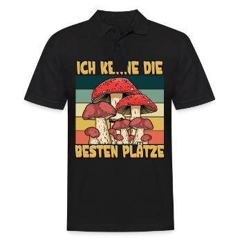 Pilzsammler Pilz Sucher - Männer Poloshirt - Schwarz - Vorne - Kai (181cm)