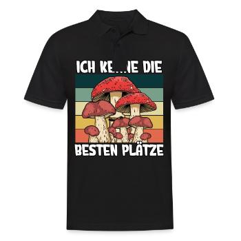 Pilzsammler Pilz Sucher - Männer Poloshirt - Schwarz - Vorne - Kai (181cm)