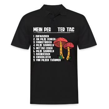 Pilzsammler Pilz Sucher - Männer Poloshirt - Schwarz - Vorne - Kai (181cm)