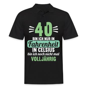 40 bin ich in Fahrenheit in Celsius 40 Geburtstag - Männer Poloshirt - Schwarz - Vorne - Kai (181cm)