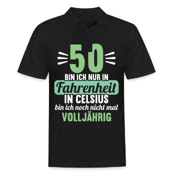50 bin ich in Fahrenheit in Celsius 50 Geburtstag - Männer Poloshirt - Schwarz - Vorne - Kai (181cm)