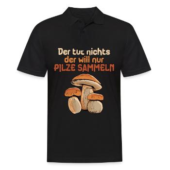Pilzsammler Pilz Sucher - Männer Poloshirt - Schwarz - Vorne - Kai (181cm)