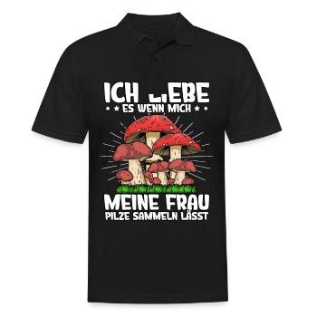 Pilzsammler Pilz Sucher - Männer Poloshirt - Schwarz - Vorne - Kai (181cm)