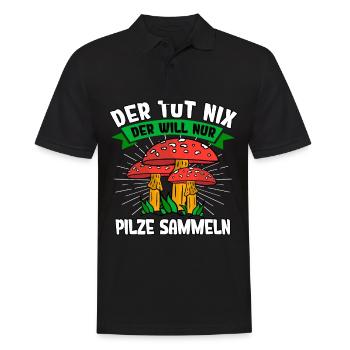 Pilzsammler Pilz Sucher - Männer Poloshirt - Schwarz - Vorne - Kai (181cm)