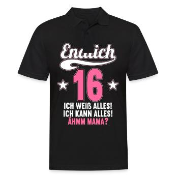 16 Jahre ich weiß kann alles Äh mama 16 Geburtstag - Männer Poloshirt - Schwarz - Vorne - Kai (181cm)