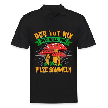 Pilzsammler Pilz Sucher - Männer Poloshirt - Schwarz - Vorne - Kai (181cm)