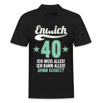 Endlich 40 weiß kann alles Äh Schatz 40 Geburtstag - Männer Poloshirt - Schwarz - Vorne - Kai (181cm)