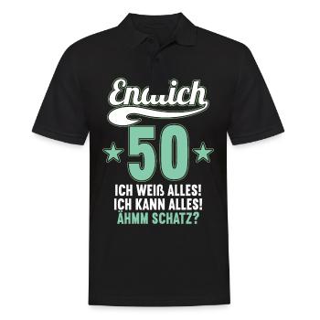 Endlich 50 weiß kann alles Äh Schatz 50 Geburtstag - Männer Poloshirt - Schwarz - Vorne - Kai (181cm)