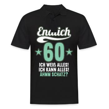 Endlich 60 weiß kann alles Äh Schatz 60 Geburtstag - Männer Poloshirt - Schwarz - Vorne - Kai (181cm)