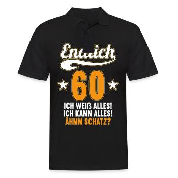 Endlich 60 weiß kann alles Äh Schatz 60 Geburtstag - Männer Poloshirt - Schwarz - Vorne - Kai (181cm)