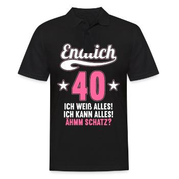 Endlich 40 weiß kann alles Äh Schatz 40 Geburtstag - Männer Poloshirt - Schwarz - Vorne - Kai (181cm)