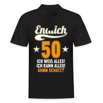 Endlich 50 weiß kann alles Äh Schatz 50 Geburtstag - Männer Poloshirt - Schwarz - Vorne - Kai (181cm)