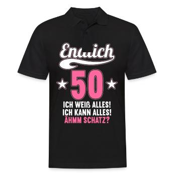 Endlich 50 weiß kann alles Äh Schatz 50 Geburtstag - Männer Poloshirt - Schwarz - Vorne - Kai (181cm)