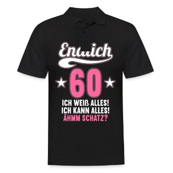 Endlich 60 weiß kann alles Äh Schatz 60 Geburtstag - Männer Poloshirt - Schwarz - Vorne - Kai (181cm)