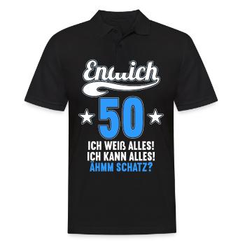 Endlich 50 weiß kann alles Äh Schatz 50 Geburtstag - Männer Poloshirt - Schwarz - Vorne - Kai (181cm)