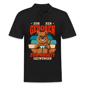 Zum Zocken Geboren Zum Arbeiten Gezwungen - Männer Poloshirt - Schwarz - Vorne - Kai (181cm)