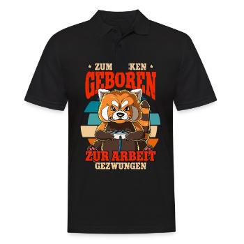 Zum Zocken Geboren Zum Arbeiten Gezwungen - Männer Poloshirt - Schwarz - Vorne - Kai (181cm)