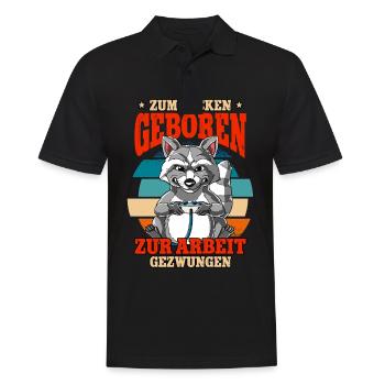 Zum Zocken Geboren Zum Arbeiten Gezwungen - Männer Poloshirt - Schwarz - Vorne - Kai (181cm)