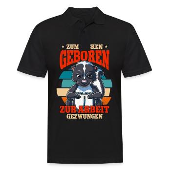 Zum Zocken Geboren Zum Arbeiten Gezwungen - Männer Poloshirt - Schwarz - Vorne - Kai (181cm)