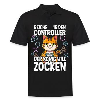 Videospiel Gaming Katze Zocken - Männer Poloshirt - Schwarz - Vorne - Kai (181cm)