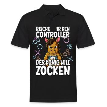Videospiel Gaming Pferd Zocken - Männer Poloshirt - Schwarz - Vorne - Kai (181cm)