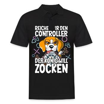 Videospiel Gaming Hund Zocken - Männer Poloshirt - Schwarz - Vorne - Kai (181cm)