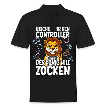 Videospiel Gaming Löwe Zocken - Männer Poloshirt - Schwarz - Vorne - Kai (181cm)