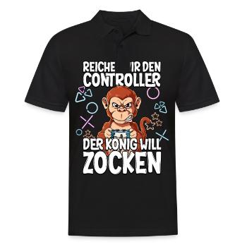Videospiel Gaming Affe Zocken - Männer Poloshirt - Schwarz - Vorne - Kai (181cm)