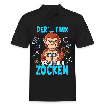 Zocken Gaming Der Tut Nix Der Will Nur Zocken - Männer Poloshirt - Schwarz - Vorne - Kai (181cm)