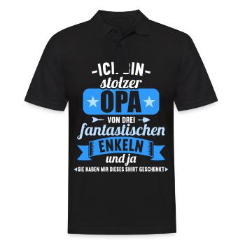 stolzer Opa von drei fantastische Enkeln - Männer Poloshirt - Schwarz - Vorne - Kai (181cm)