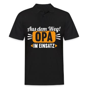 Aus dem Weg. Opa im Einsatz. - Männer Poloshirt - Schwarz - Vorne - Kai (181cm)