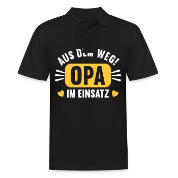 Aus dem Weg. Opa im Einsatz. - Männer Poloshirt - Schwarz - Vorne - Kai (181cm)