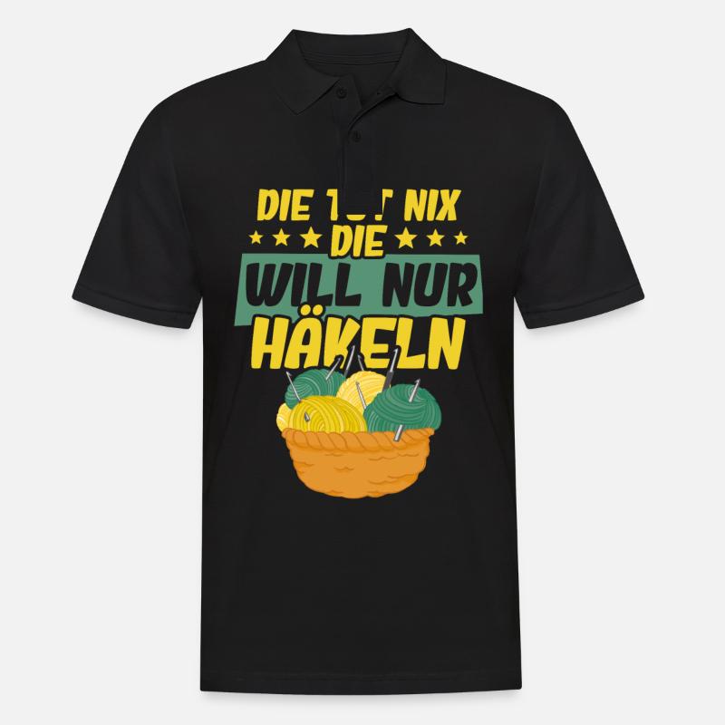 Häkeln - Männer Poloshirt - Schwarz