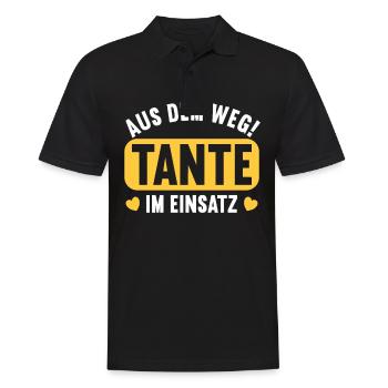 Aus dem Weg. Tante im Einsatz. - Männer Poloshirt - Schwarz - Vorne - Kai (181cm)
