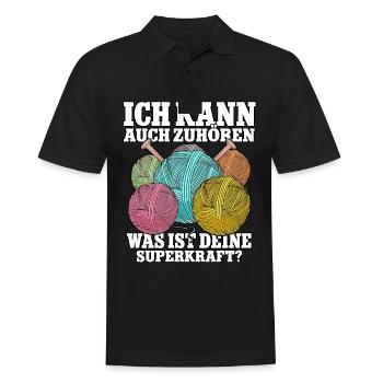 Häkeln - Männer Poloshirt - Schwarz - Vorne - Kai (181cm)
