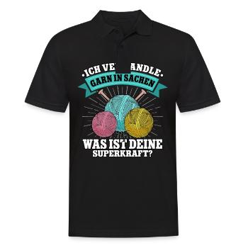 Häkeln - Männer Poloshirt - Schwarz - Vorne - Kai (181cm)