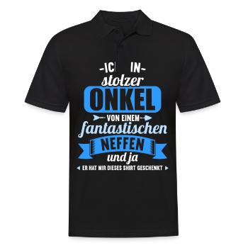 Ich bin stolzer Onkel von fantastischen Neffen - Männer Poloshirt - Schwarz - Vorne - Kai (181cm)