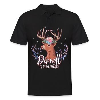 Mei Dirndl Is In Da Wäsch - Männer Poloshirt - Schwarz - Vorne - Kai (181cm)