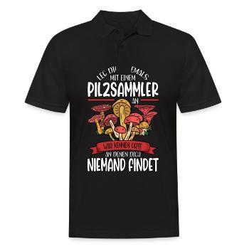 Pilzsammler Pilz Sucher - Männer Poloshirt - Schwarz - Vorne - Kai (181cm)