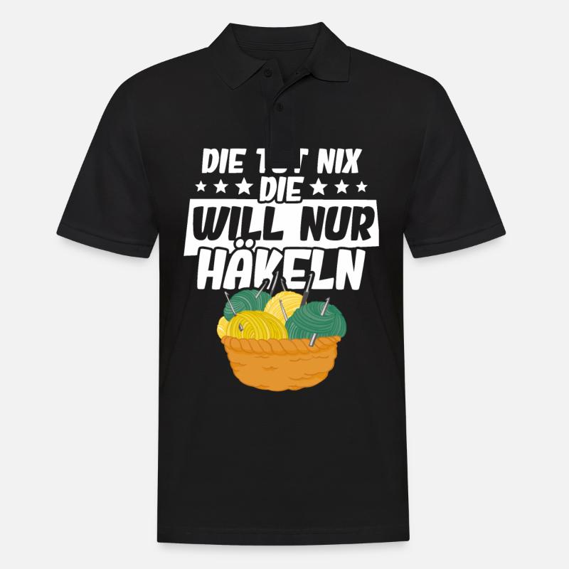 Häkeln - Männer Poloshirt - Schwarz