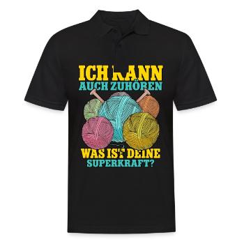 Häkeln - Männer Poloshirt - Schwarz - Vorne - Kai (181cm)