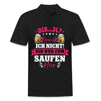 Dirndl Brauch Ich Nicht Bin Zum Saufen Hier - Männer Poloshirt - Schwarz - Vorne - Kai (181cm)