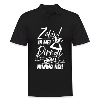 In Mei Dirndl Kumm I Nimma Nei - Männer Poloshirt - Schwarz - Vorne - Kai (181cm)