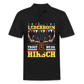 Mei Lederhosn Trogt No Da Hirsch - Männer Poloshirt - Schwarz - Vorne - Kai (181cm)