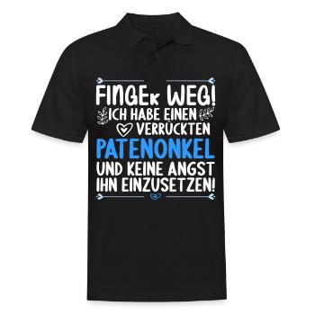 Finger weg habe verrückten Patenonkel keine Angst - Männer Poloshirt - Schwarz - Vorne - Kai (181cm)