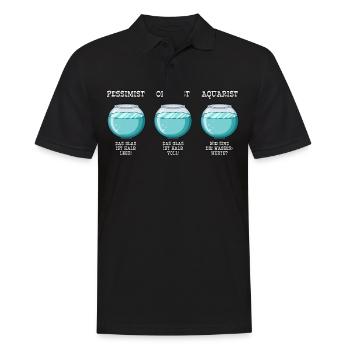 Pessimist Optimist Aquarist Aquarianer - Männer Poloshirt - Schwarz - Vorne - Kai (181cm)