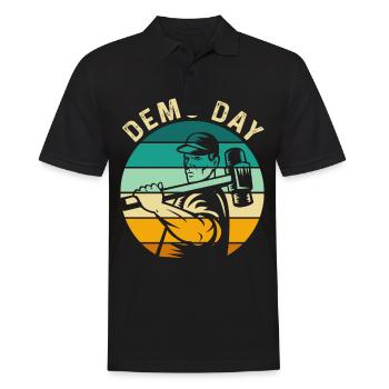 Retro Vorschlaghammer Abbruchsexperte am Demo Day - Männer Poloshirt - Schwarz - Vorne - Kai (181cm)