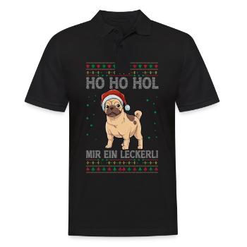 Mops Weihnachten - Männer Poloshirt - Schwarz - Vorne - Kai (181cm)