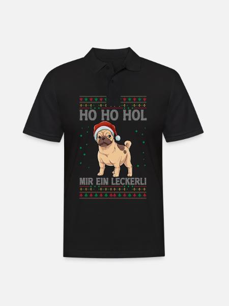 Mops Weihnachten - Männer Poloshirt - Schwarz